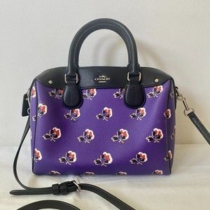 Coach Purple Floral Bramble Rose Mini Bennett Crossbody Satchel